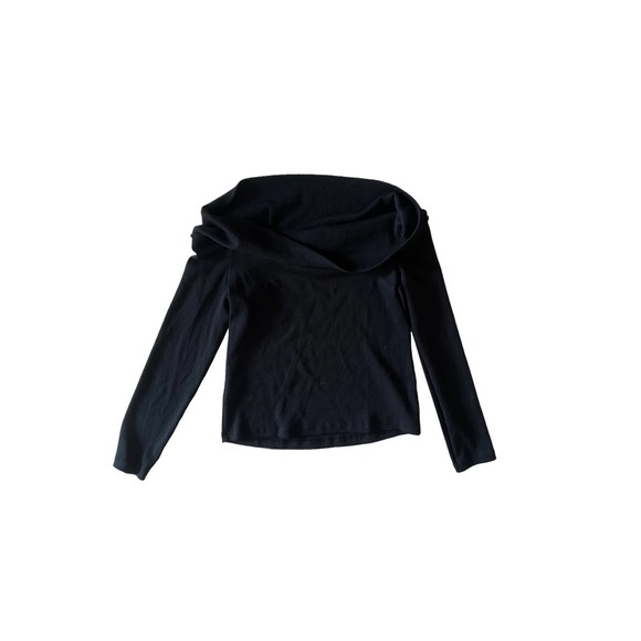 Women S Veronica Beard Jeans Fawsett Off-Shoulder Black Pima Cotton Top - Picture 2 of 3